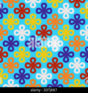 Nahtloses Muster mit bunten Blumenformen auf einem hellen Hintergrund. Abstraktes Design mit verspielter Ästhetik. Für Mode, Textilien, Wohnkultur und Stock Vektor