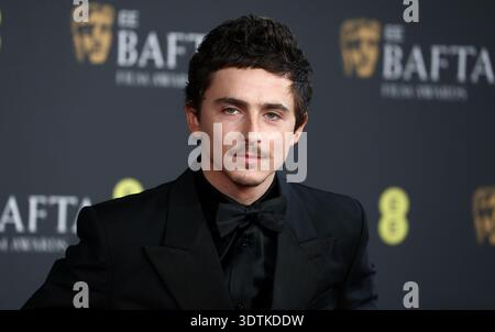 London, UK, 22nd February 2026, Timothee Chalamet  attends the BAFTA Film Awards at the Royal Festival Hall in London, UK.  Fred Duval / Alamy Live News Stockfoto