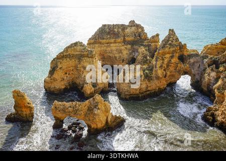Felsformationen in Ponta da Piedade, Lagos, Algarve, Portugal Stockfoto