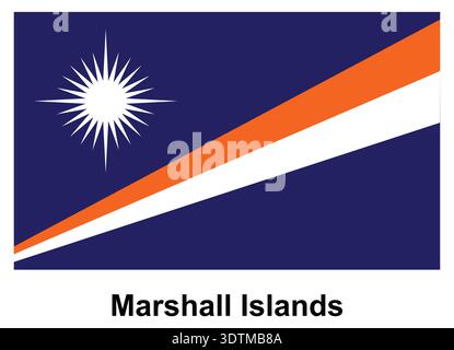 Die lebhafte Flagge der Marshallinseln ist in kräftigen Farben und auffälligen Designelementen gehalten und symbolisiert die Identität und das Erbe der Nation gegen a b Stock Vektor