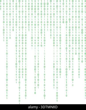 Abstrakter grüner Binärcode auf schwarzem Hintergrund, futuristische Technologie, Datenstrom, Cyber- und digitales Konzept Stock Vektor
