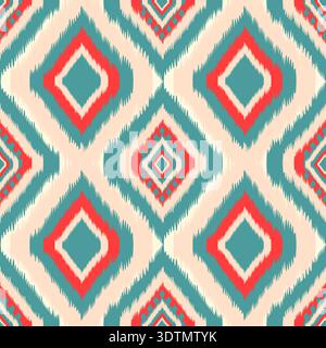 Vektor nahtloses Ikat-Muster mit bunten geometrischen Diamantformen, ethnischen Stammestextil-Design-Ornament Stock Vektor