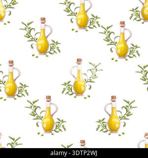 Nahtloses Olivenöl-Muster Stock Vektor