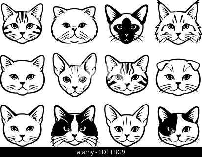 Bündel von Katzen Katzentiere Ikonen Vektor-Illustration Design. Stock Vektor