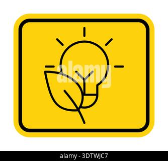 Diese Abbildung zeigt eine umweltfreundliche Glühlampe in Kombination mit einem Blattsymbol auf einem hellgelben Hintergrund. Perfekt für Nachhaltigkeit Stock Vektor
