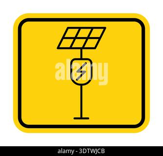 Diese Grafik zeigt ein Symbol des Solarmoduls auf einem hellgelben Hintergrund, das erneuerbare Energien und Nachhaltigkeit in moderner Technologie symbolisiert Stock Vektor