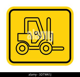 Diese Abbildung zeigt ein gelbes Gabelstaplersymbol in einem Warnschild, das die Sicherheit in industriellen Umgebungen unterstreicht. Perfekt für Logistik und Stock Vektor