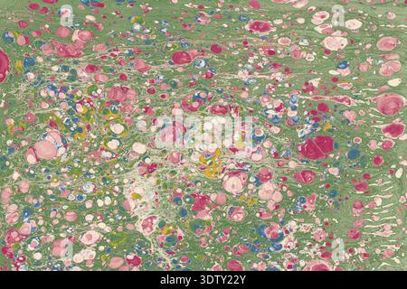 Farbenfrohe abstrakte ebru-Marmorierung mit fließenden flüssigen Mustern, perfekt für modernes Design, Drucke, Tapeten und kreative Hintergründe Stockfoto