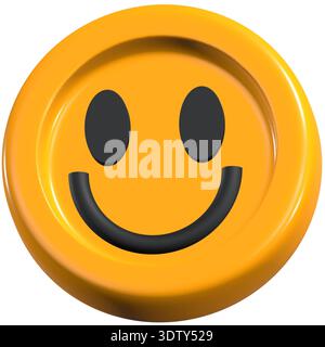 Symbol 3d lächelnd auf weißem Hintergrund Stockfoto