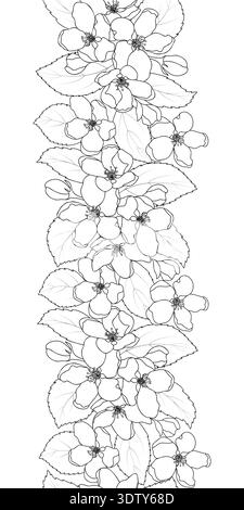 Frühlingsapfelblüte Mit Nahtlosem Rand Und Blumenrahmen Stock Vektor