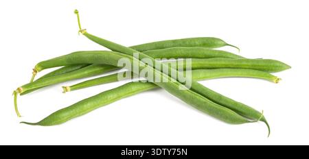 Grüne Bohnen auf weißem Hintergrund isoliert Stockfoto