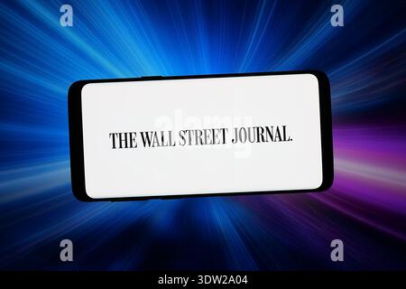 Stuttgart, Deutschland - 13.02.2026: In dieser Fotoabbildung ist das Logo der Zeitung The Wall Street Journal (WSJ) auf einem Smartphone zu sehen Stockfoto