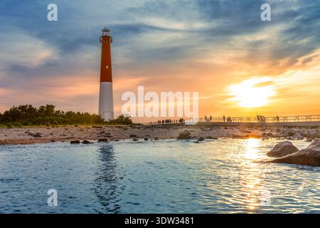 Barnegat Lighthouse bei Sonnenuntergang Stockfoto