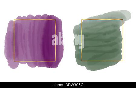 Farbenfrohe handgemalte Aquarellflecken und abstrakte Spritzer. Künstlerische organische Formen mit weicher Textur und natürlichem Fließverhalten Stockfoto