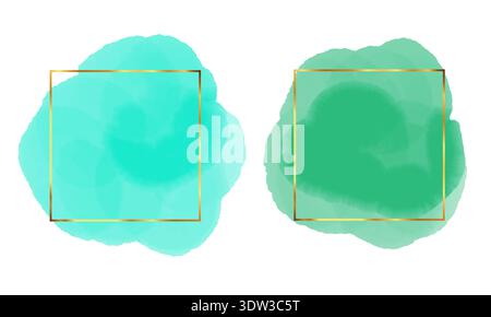 Farbenfrohe handgemalte Aquarellflecken und abstrakte Spritzer. Künstlerische organische Formen mit weicher Textur und natürlichem Fließverhalten Stockfoto