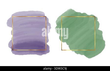 Farbenfrohe handgemalte Aquarellflecken und abstrakte Spritzer. Künstlerische organische Formen mit weicher Textur und natürlichem Fließverhalten Stockfoto