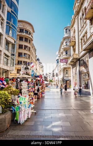 15. Juni 2024, Belgrad, Serbien: Knez Mihailova Street - eine Fußgängerzone im Zentrum von Belgrad, Serbien Stockfoto