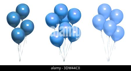 3D blauer Ballon Float, minimales Happy Birthday Geschenk. Vektor realistische Modell auf weißem bg, Party Mid Air Dekor, isoliertes Einladung Design Element Stock Vektor