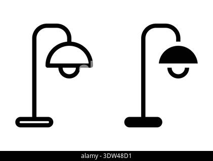 Dieses Bild zeigt einfache Schwarzweiß-Illustrationen moderner Stehlampen und zeigt minimalistische Designelemente, die für verschiedene Farben geeignet sind Stock Vektor