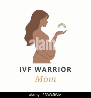 IVF Warrior Mom schwangere Frau mit Regenbogenvektor Stock Vektor