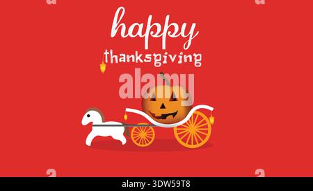 Glückliches Thanksgiving mit einem süßen Pferd Stock Vektor