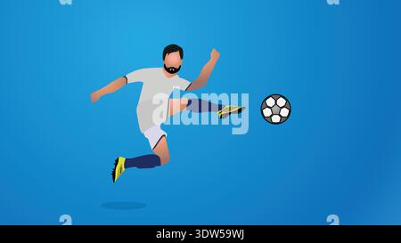 Symbol-Logo-Zeichen Mann männlicher Fußball Kick Play FUSSBALL Sport Fußball Cup weiß beim Kicken Fußball. Stock Vektor
