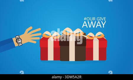 Die Hand greift nach Geschenkboxen Illustration Stock Vektor