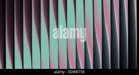 Abstrakte blaue Glasstruktur mit verlaufendem rosa violetten Neonlichteffekten stellt futuristischen 3D-Hintergrund mit geriffeltem kristallinem geometrischem Hintergrund dar Stockfoto