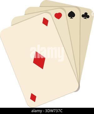 Vier Asse Pokerhand. Spielkarten-Fan Stock Vektor