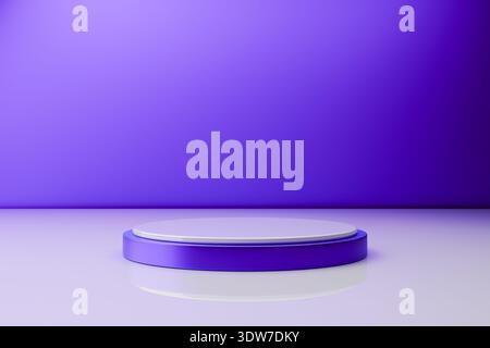 Einfache blaue Podiumsbühne in minimalistischer Studioumgebung Stockfoto