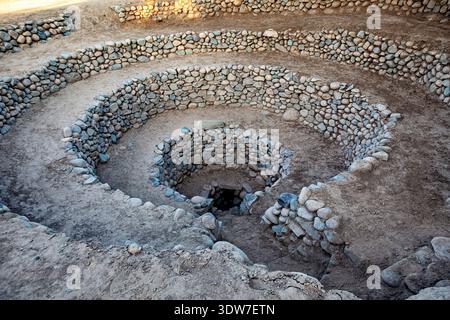 Die antiken Nasca Brunnen (Puquios) in der Nähe von Nazca, Peru Stockfoto