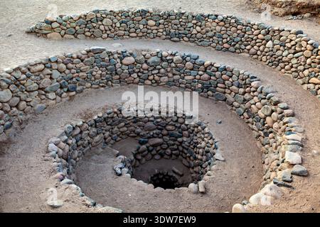 Die antiken Nasca Brunnen (Puquios) in der Nähe von Nazca, Peru Stockfoto