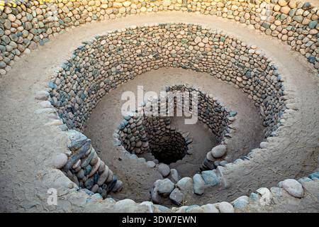 Die antiken Nasca Brunnen (Puquios) in der Nähe von Nazca, Peru Stockfoto