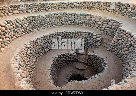 Die antiken Nasca Brunnen (Puquios) in der Nähe von Nazca, Peru Stockfoto