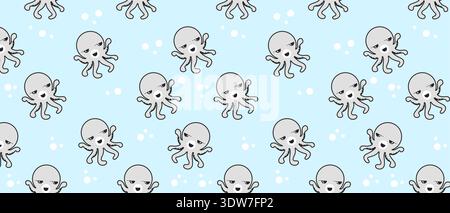Niedliche Octopus Marine Life nahtlose Muster, verspielte Sea Creature Doodles für Kinder Kindergarten und Bekleidung Stock Vektor
