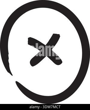 Das Bild zeigt ein einfaches Schwarzweiß-Design. Er besteht aus einem dicken, schwarzen Kreis mit einem kleineren schwarzen Kreuz in der Mitte. Der Zirkus Stock Vektor