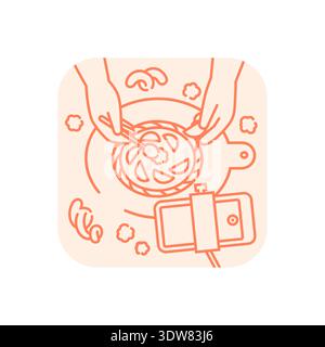 Vlog-Aufzeichnung des Kochens von süßem Kuchen, Vektor-Illustration Stock Vektor