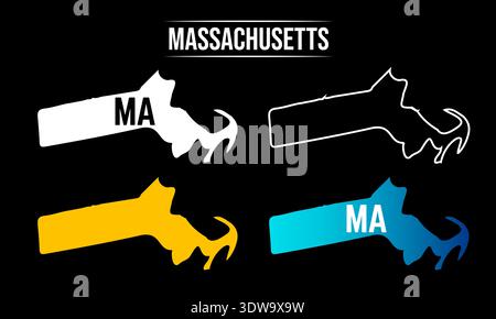 Abstraktes Massachusetts State Map Design, kann für Geschäftsdesigns, Präsentationsdesigns oder andere geeignete Designs verwendet werden. Stock Vektor
