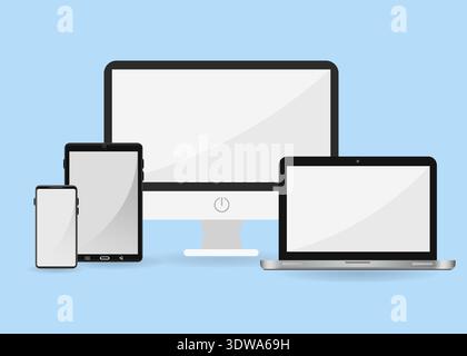 Modell-Set für digitale Geräte, kann für Business-Designs, Präsentationen oder andere geeignete Designs verwendet werden. Stock Vektor