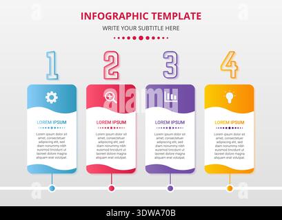 Bunte Rechteck Infografik Schritte Vorlage kann für Business-Designs, Präsentationsdesigns oder alle geeigneten Designs verwendet werden. Stock Vektor