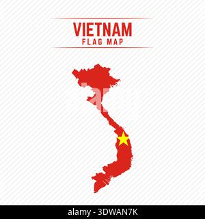 Flaggenkarte von Vietnam. Vietnam Flag Map, kann für Geschäftsdesigns, Präsentationsdesigns oder andere geeignete Designs verwendet werden. Stock Vektor