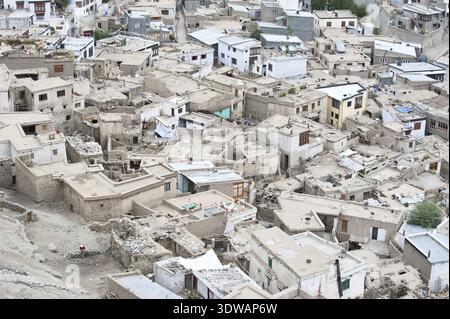 Leh Stadt. Architektur der alten Hauptstadt des Budhhist-Ladakh-Königreich im Himalaya. Indien, Ladakh, Jammu Kaschmir Stockfoto