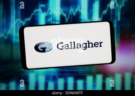 Stuttgart, Deutschland - 20.02.2026: In dieser Fotoabbildung ist das Logo des Finanzunternehmens Arthur J. Gallagher Co. Auf einem Smartphone zu sehen Stockfoto