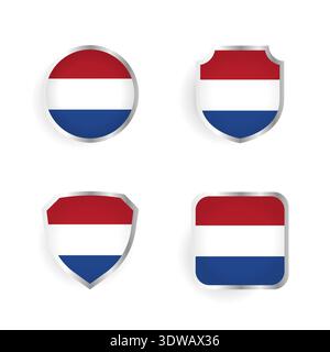Niederlande Country Badge and Label Collection, kann für Geschäftsdesigns, Präsentationsdesigns oder andere geeignete Designs verwendet werden. Stock Vektor