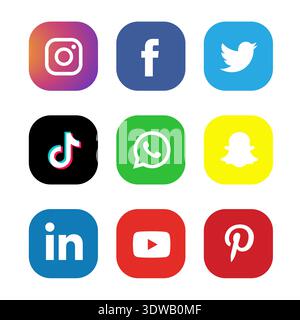 Beliebtes Symbolset für soziale Medien, kann für Business-Designs, Präsentationsdesigns oder andere geeignete Designs verwendet werden. Stock Vektor