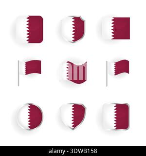 Qatar Flag Icons Set, kann für Geschäftsdesigns, Präsentationsdesigns oder andere geeignete Designs verwendet werden. Stock Vektor