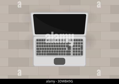 Laptop mit leerem Bildschirm Draufsicht, kann für Business-Designs, Präsentationsdesigns oder andere geeignete Designs verwendet werden. Stock Vektor