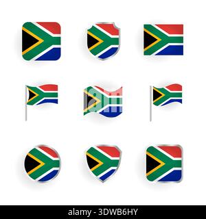Südafrika Flaggensymbole Set, kann für Geschäftsdesigns, Präsentationsdesigns oder andere geeignete Designs verwendet werden. Stock Vektor