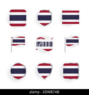 Thailand Flag Icons Set, kann für Geschäftsdesigns, Präsentationsdesigns oder andere geeignete Designs verwendet werden. Stock Vektor