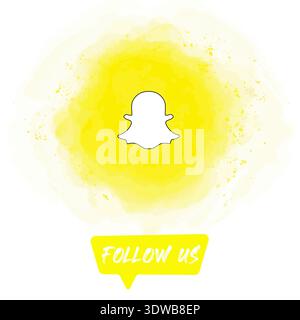Watercolor Follow US Snapchat Banner, kann für Geschäftsdesigns, Präsentationsdesigns oder andere geeignete Designs verwendet werden. Stock Vektor